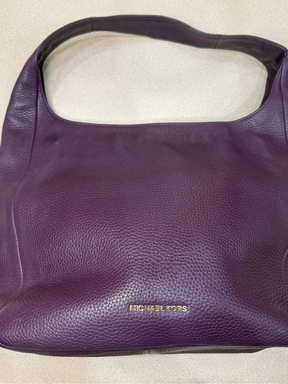 FLAWLESS Michael Kors Lena LG Pebbled Leather Hobo Bag - Purple/Plum Fall 2017